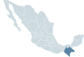 Locator map for the state of Chipas within Mexico.