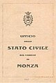 libretto di matrimonio del 1917 rilasciato dall'Uff. di Satato Civile di Monza