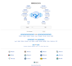 Detail of the Wikinews multilingual portal main page