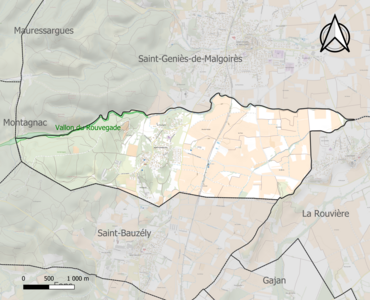 Carte de la ZNIEFF de type 1 sur la commune.