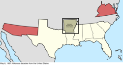 Map of the change to the Confederate States on May 6, 1861