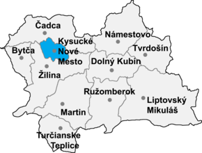 Poziția localității Districtul Kysucké Nové Mesto