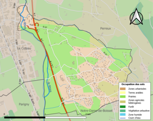 Carte en couleurs présentant l'occupation des sols.