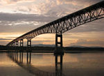 A continuous truss bridge, Kingston–Rhinecliff Bridge over the Hudson River in New York, United States