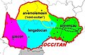 Divisão dialetal do occitano segundo Allières.