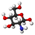 Ball and stick model of glucosamine ((2R,6R)-6-meth,-2-ol)