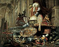 Vanitas Still Life around a Tomb label QS:Len,"Vanitas Still Life around a Tomb" label QS:Lpl,"Martwa natura wanitatywna wokół grobowca" label QS:Lnl,"Vanitasstilleven rond een graftombe" 1663. oil on canvas medium QS:P186,Q296955;P186,Q12321255,P518,Q861259 . 207 × 260 cm. Lille, Palais des Beaux-Arts de Lille.