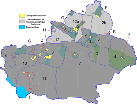 Map of Xinjiang Uyghur Autonomous Region