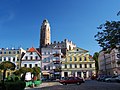 Rynek (w tle kościół, Ring mit Blick auf die Pfarrkirche