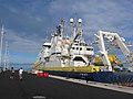 L'Atalante, navire océanographique de l'IFREMER, dans le port de Papeete (Tahiti)