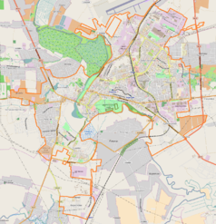 Mapa konturowa Łucka, w centrum znajduje się punkt z opisem „Łuck”