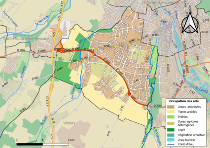 Carte des infrastructures et de l'occupation des sols de la commune en 2018 (CLC).