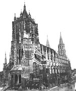 La catedral de Ulm (1887) antes de la finalización de la torre (1895)