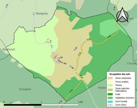 Carte en couleurs présentant l'occupation des sols.