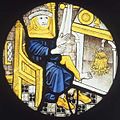 Januar by the fireside - Glass painting from Norwich