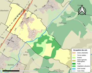 Carte en couleurs présentant l'occupation des sols.