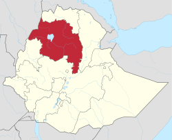 Bản đồ Ethiopia thể hiện vùng Amhara