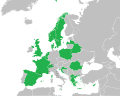 Mapa z zaznaczeniem państw uczestniczących