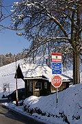 Looking into Austria from Liechtenstein, with a joint border station