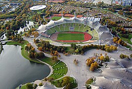 Het Olympiastadion in München, waar het Nederlands elftal zijn eerste EK-overwinning ooit behaalde.