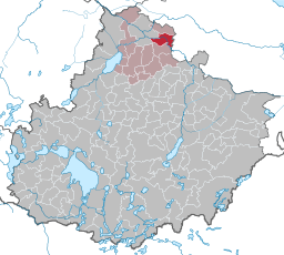 Läget för kommunen Siedenbrünzow i Landkreis Mecklenburgische Seenplatte