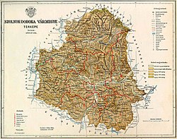 Szolnok-Doboka vármegye domborzati térképe