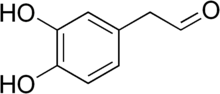 Kekulé, skeletal formula of 3,4-dihydroxyphenylacetaldehyde