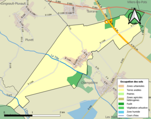 Carte en couleurs présentant l'occupation des sols.