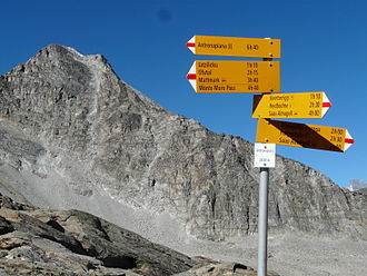 Wegweiser auf dem Pass