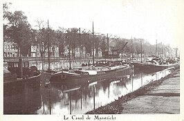 Het Canal de Maestricht bij de overslaghaven in Luik, ca. 1900. Later onderdeel van het Albertkanaal