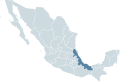 Locator map for the state of Veracruz within Mexico.