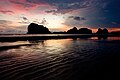 Silhouette of Pak Meng Beach, part of Hat Chao Mai National Park and most renowned beach of the province