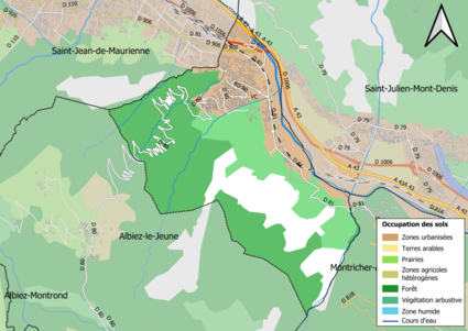 Carte en couleurs présentant l'occupation des sols.