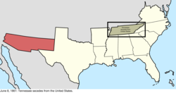 Map of the change to the Confederate States on June 8, 1861