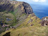 View of Rano Raraku and Pacific Ocean