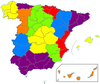 Map of the 1833 territorial division of Spain.