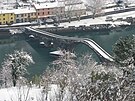 Vista del Ponte del Diavolo con la neve