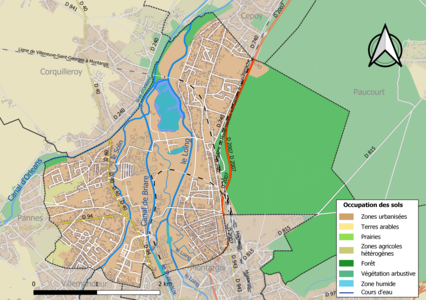 Carte des infrastructures et de l'occupation des sols de la commune en 2018 (CLC).