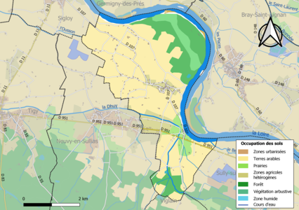 Carte des infrastructures et de l'occupation des sols de la commune en 2018 (CLC).