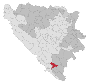 Lage der Gemeinde Berkovići in Bosnien und Herzegowina (anklickbare Karte)