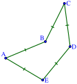 Un pentagone équilatéral simple mais non convexe.