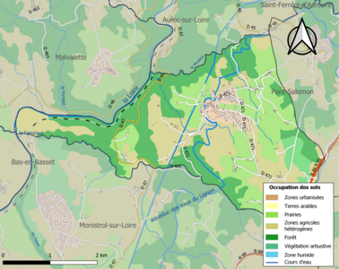 Carte en couleurs des infrastructures et de l'occupation des sols de la commune.