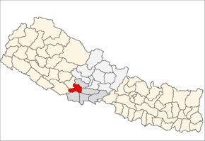 Arghakhanchi District i Lumbini Zone (grå) i Western Development Region (grå + lysegrå)