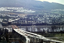 Südbrücke Koblenz under construction in March 1972, view from west