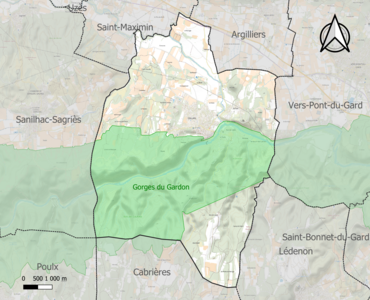 Carte de la ZNIEFF de type 1 sur la commune.