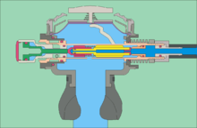 cross section of diving regulator second stage, no air is delivered