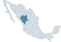 Locator map for the state of Durango within Mexico.