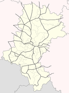 Mapa konturowa województwa śląskiego, u góry znajduje się punkt z opisem „Lisów”