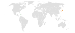 CubaとJapanの位置を示した地図