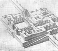 Tentative de reconstitution de la citadelle principale de Dur-Sharrukin avec le palais royal de Sargon II et divers édifices religieux.